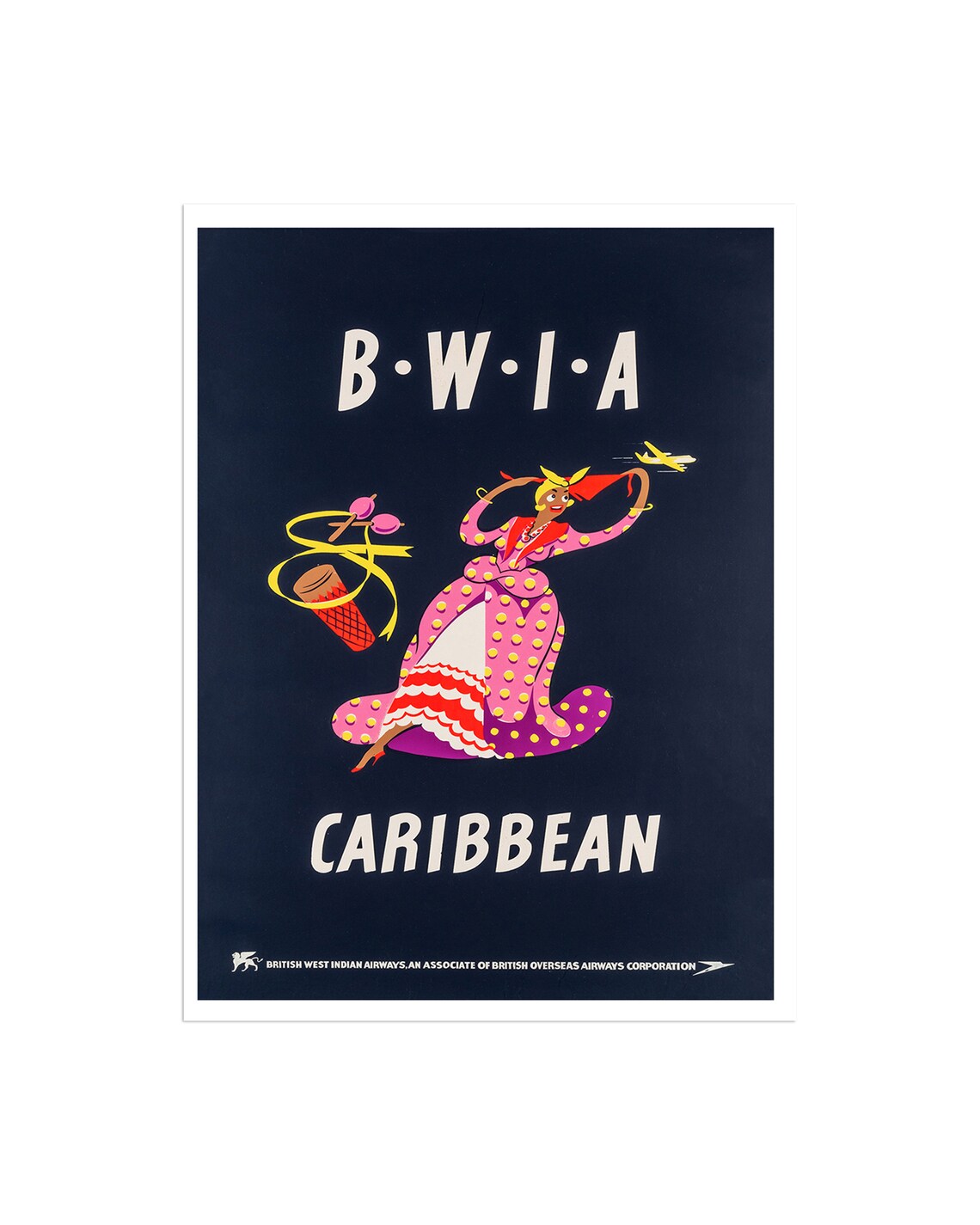 BWIA Caribbean British West Indian Airways Vintage Travel Poster