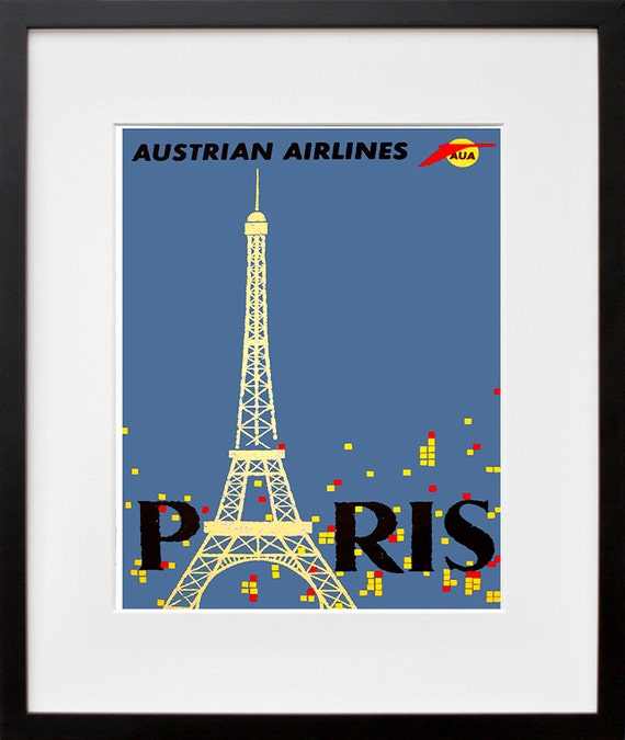 Paris Art France Travel Poster Eiffel Tower Print Zt367a