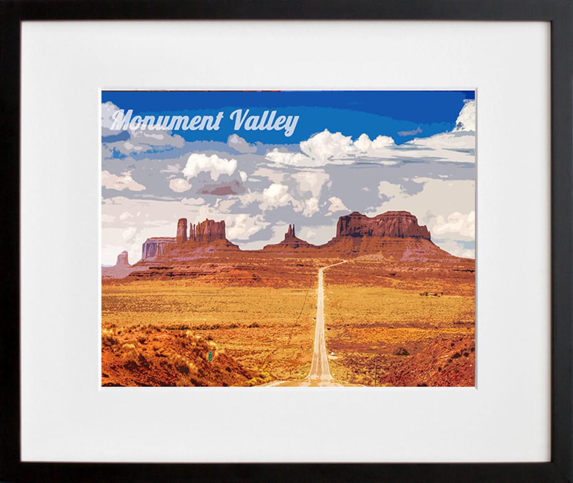 Monument Valley Desert Road Buttes Vintage National Park Travel Poster - Image 2