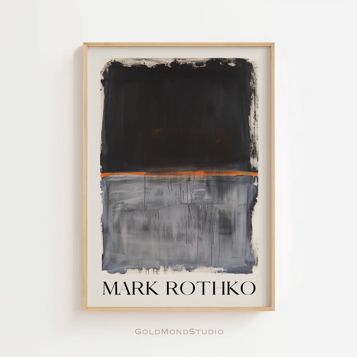 Mark Rothko Black and Grey Color Blocks With Orange Line Poster