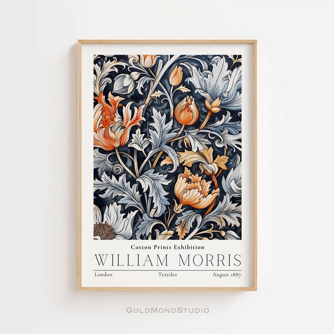 William Morris Dark Floral Cotton Textile Exhibition Art Poster