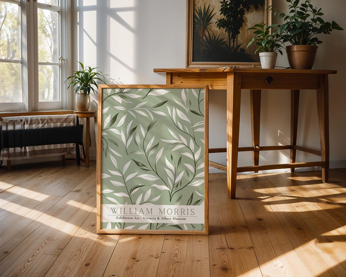 William Morris Sage Green Leaves Victoria and Albert Museum Poster - Image 2
