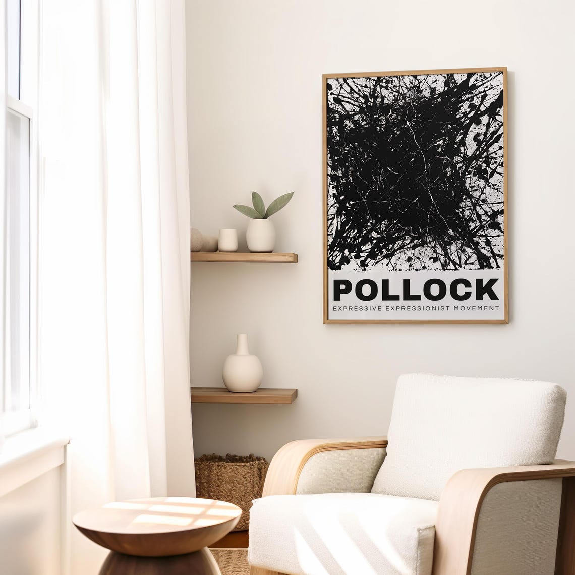 Pollock Black Splatter on White Abstract Expressionism Art Poster - Image 2