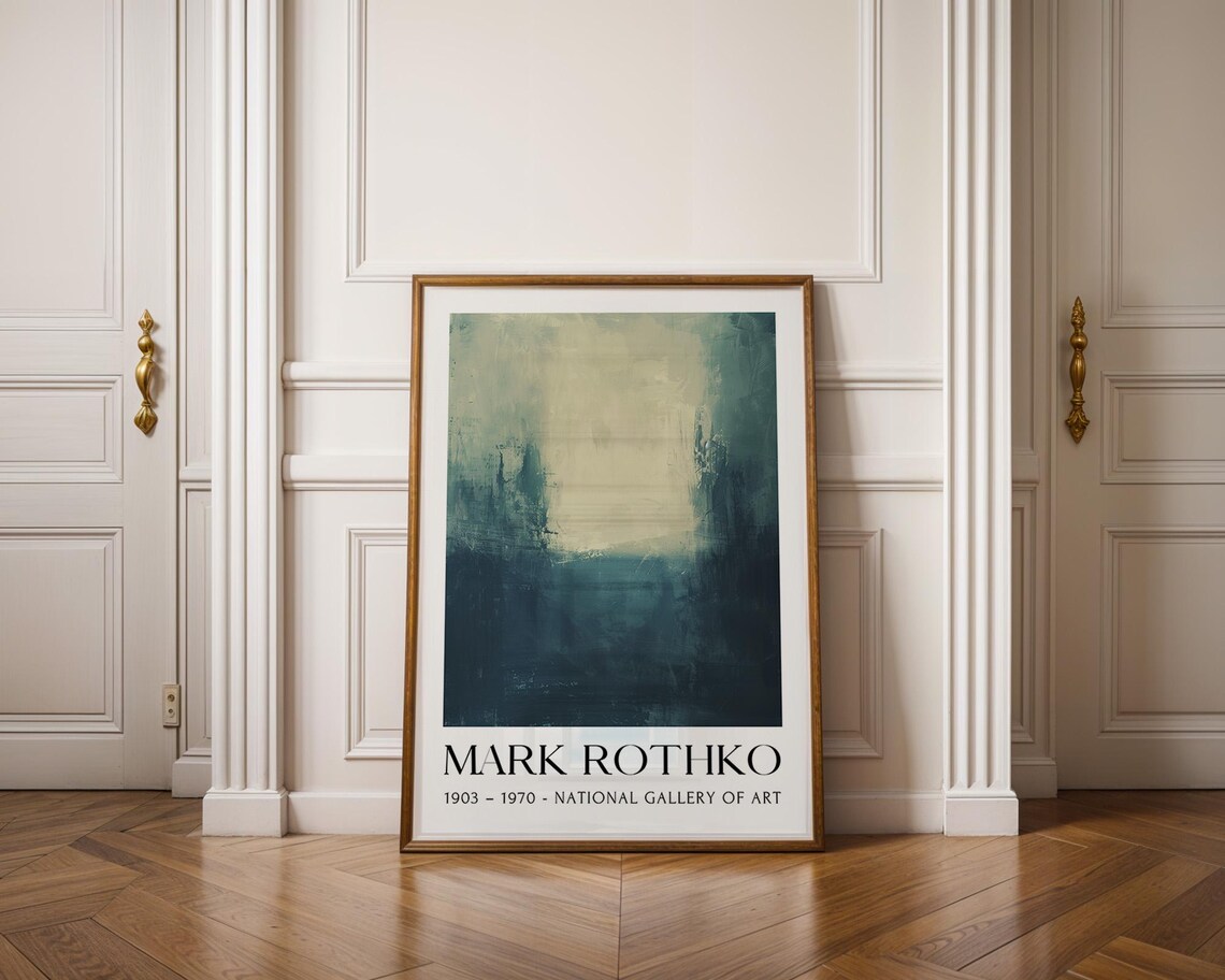 Mark Rothko Teal and Cream Color Field Art Exhibition Poster - Image 3