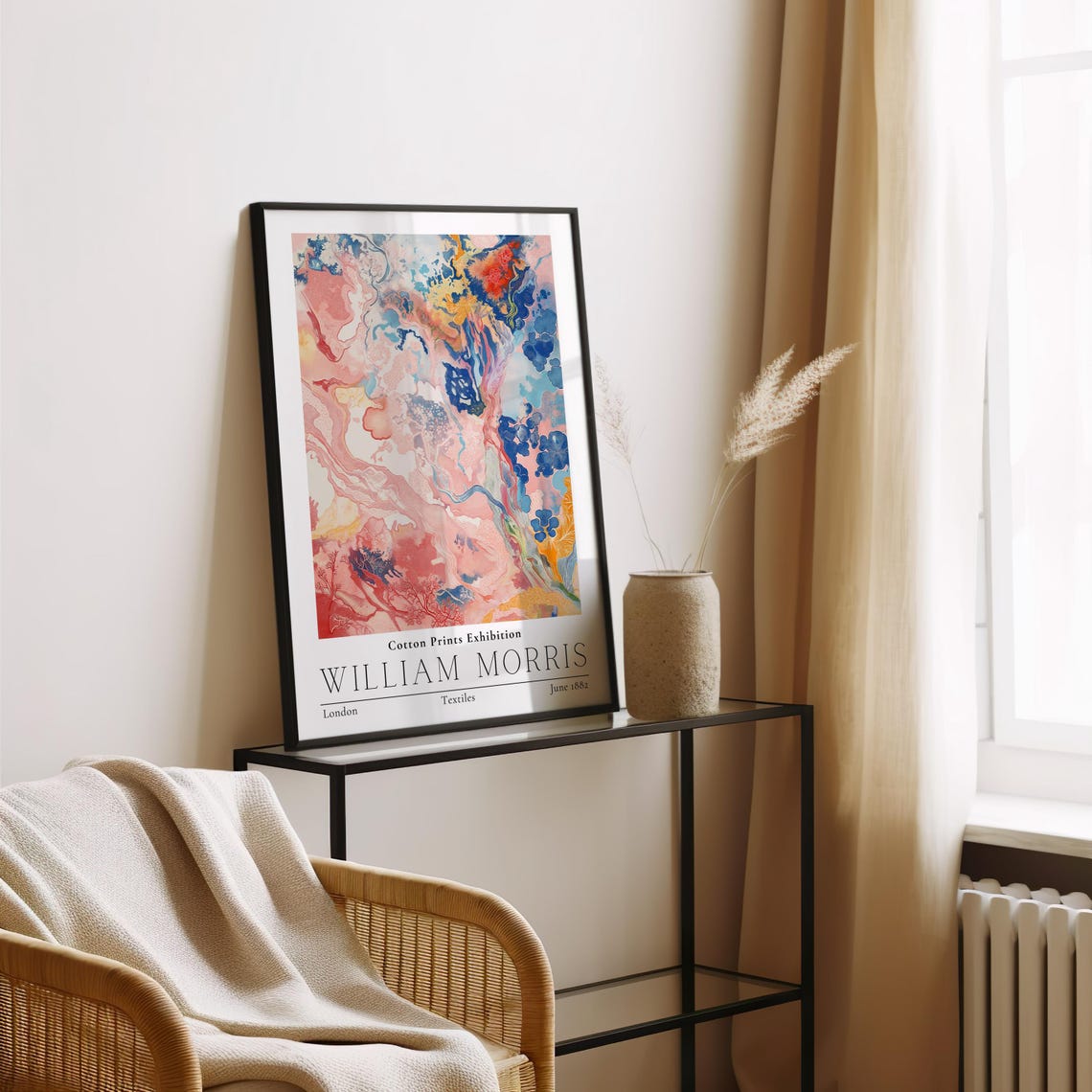 William Morris Coral Botanical Cotton Textile Exhibition Art Poster - Image 2
