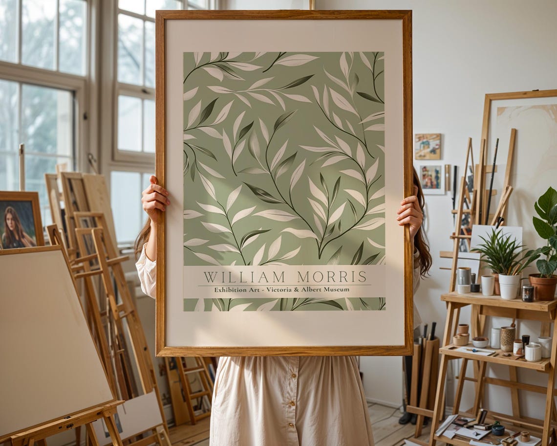 William Morris Sage Green Leaves Victoria and Albert Museum Poster - Image 3