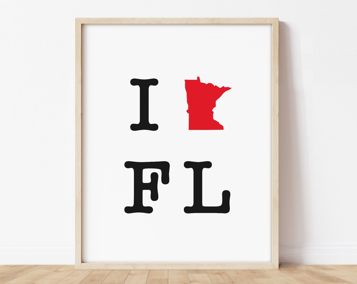 Minnesota To Florida Moving Gift Funny Two State Typography Print