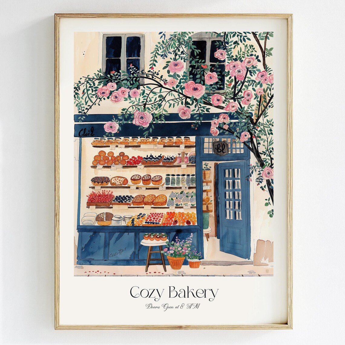 Cozy Bakery Watercolor Art Print, Parisian Kitchen Decor - Image 2