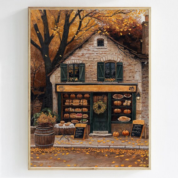Cozy Fall Cafe Art Print, Autumn In New York