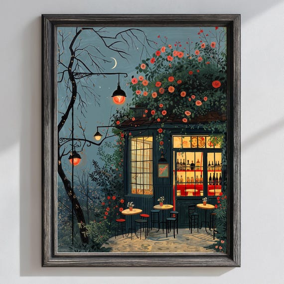 Dreamy Bar Art Print, Parisian Floral Window