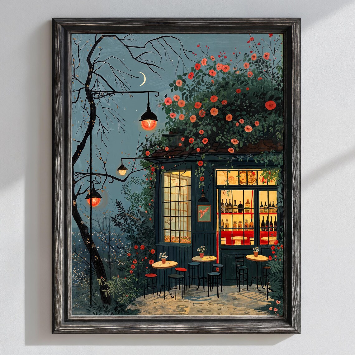 Dreamy Bar Art Print, Parisian Floral Window