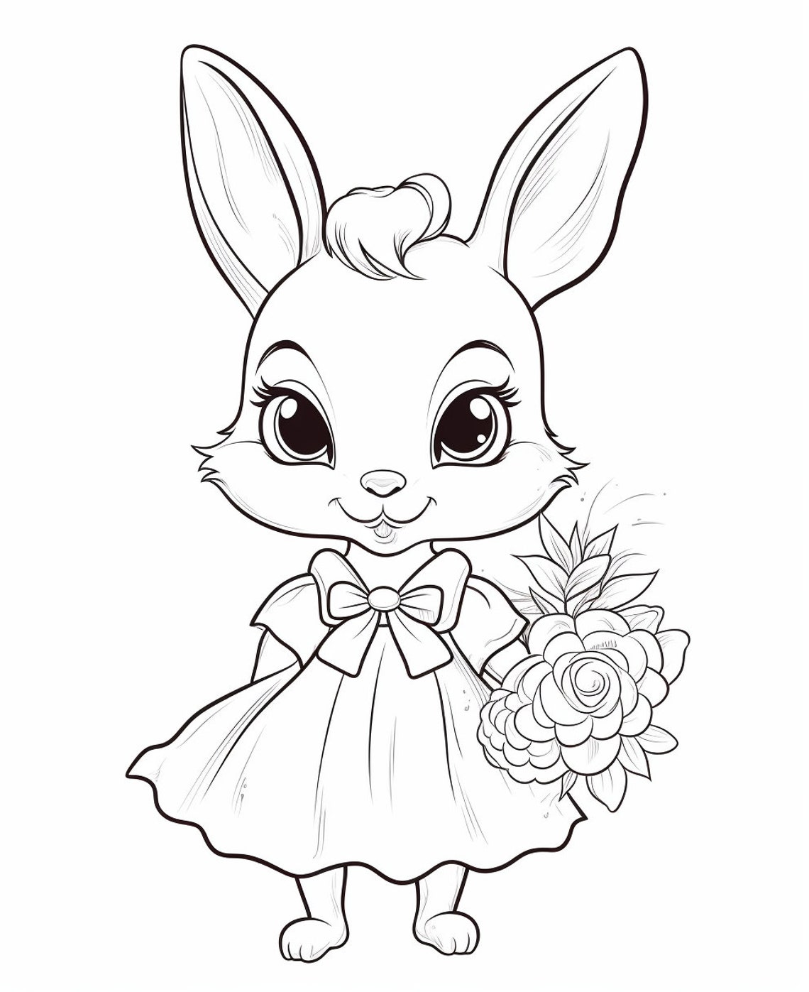 Bunnies in Dresses Coloring Book Art Print For Kids Ages 4 to 8 - Image 3