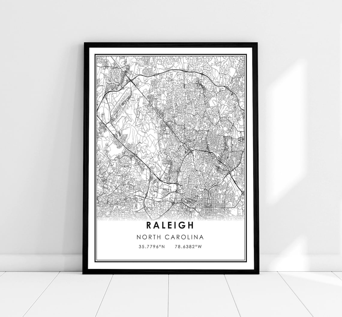 Raleigh Map Print, North Carolina City Poster