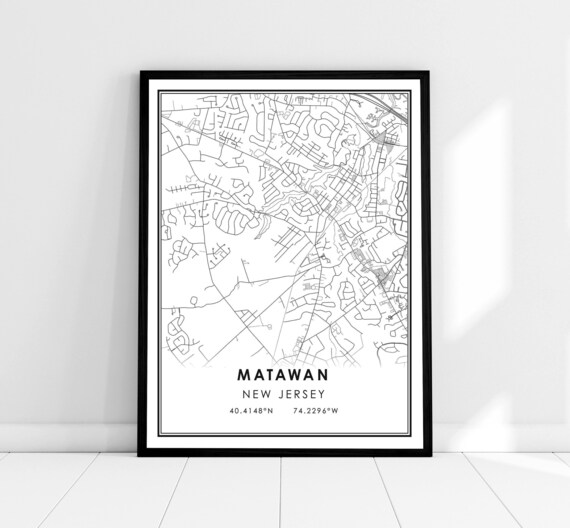 Matawan New Jersey Minimalist City Street Map Coordinates Poster