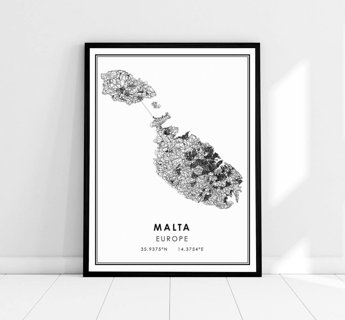 Malta Map Travel Poster, City Map Art Print