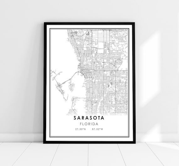 Sarasota Map Poster, Florida City Travel Print