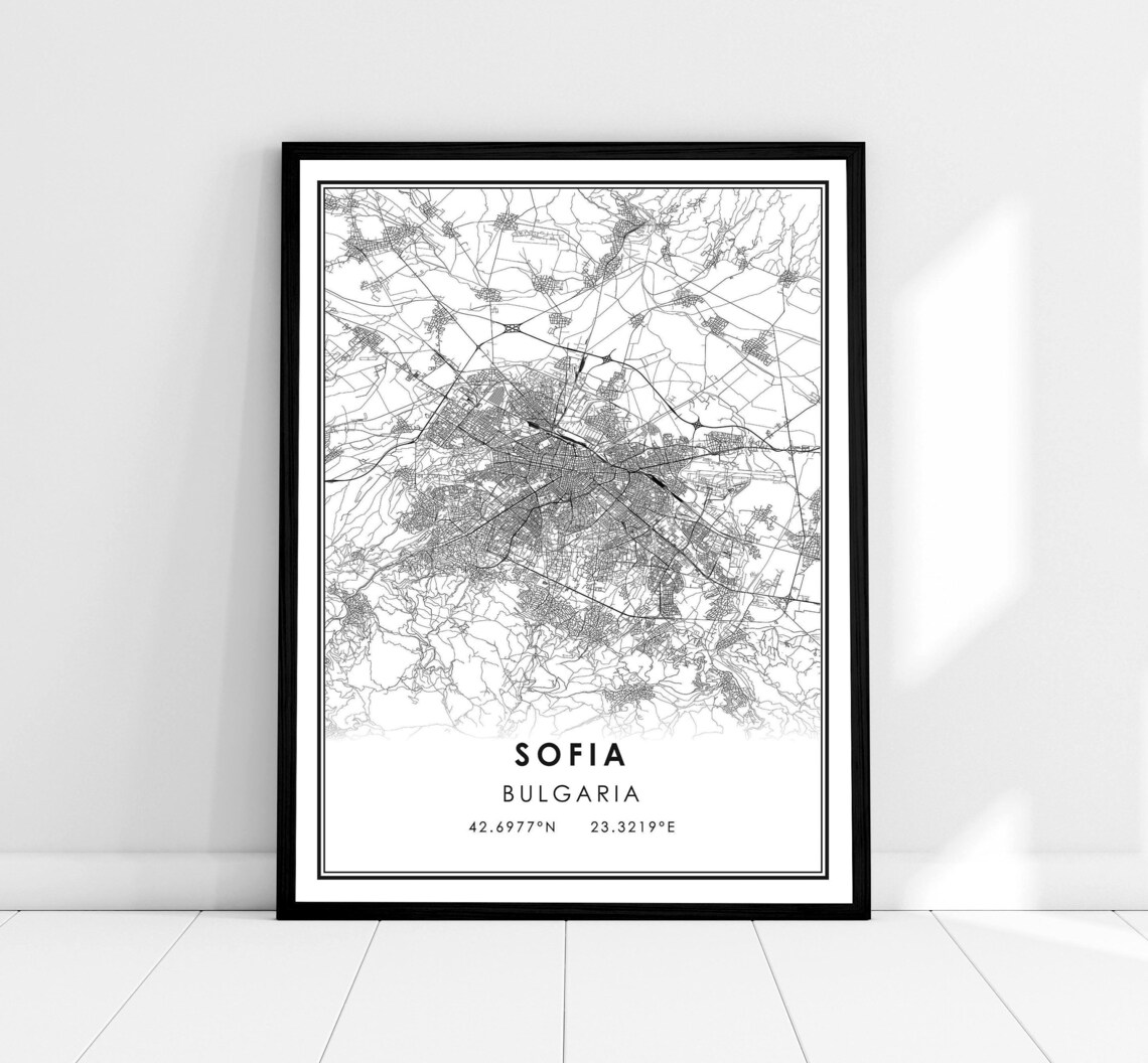 Sofia Map Print, Bulgaria City Travel Poster