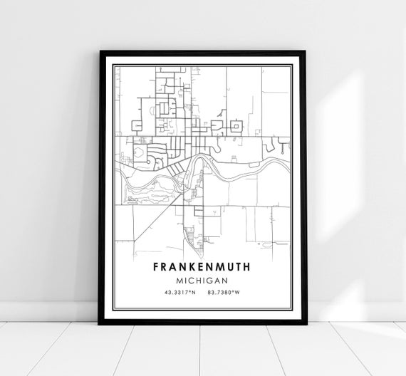 Frankenmuth Map Travel Poster, Michigan City