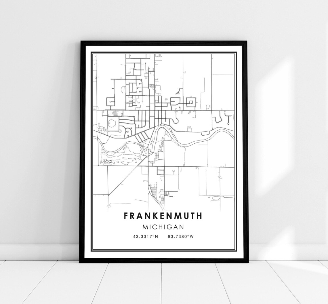 Frankenmuth Map Travel Poster, Michigan City
