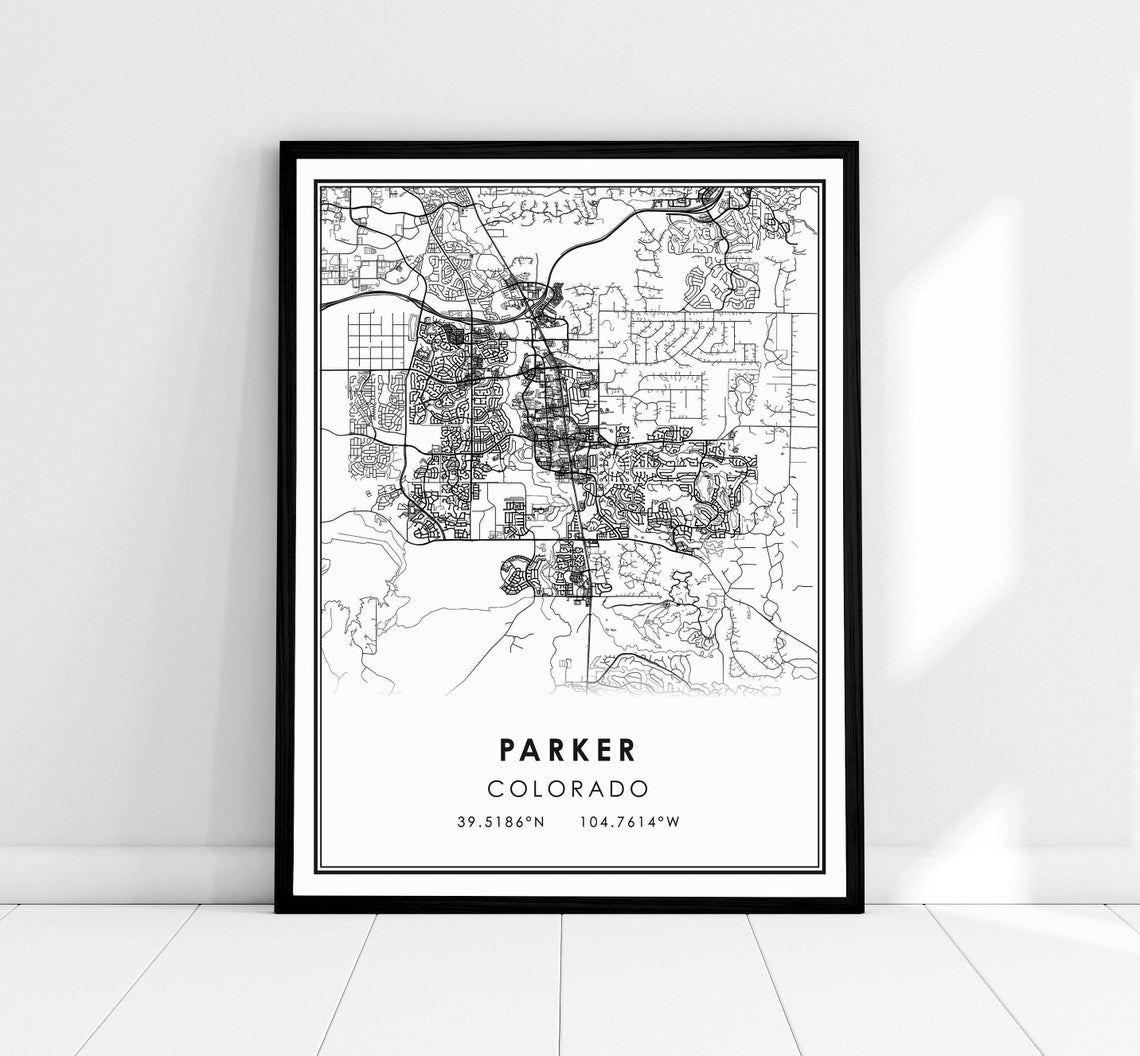 Parker Colorado Minimalist Street Map with Coordinates Art Poster
