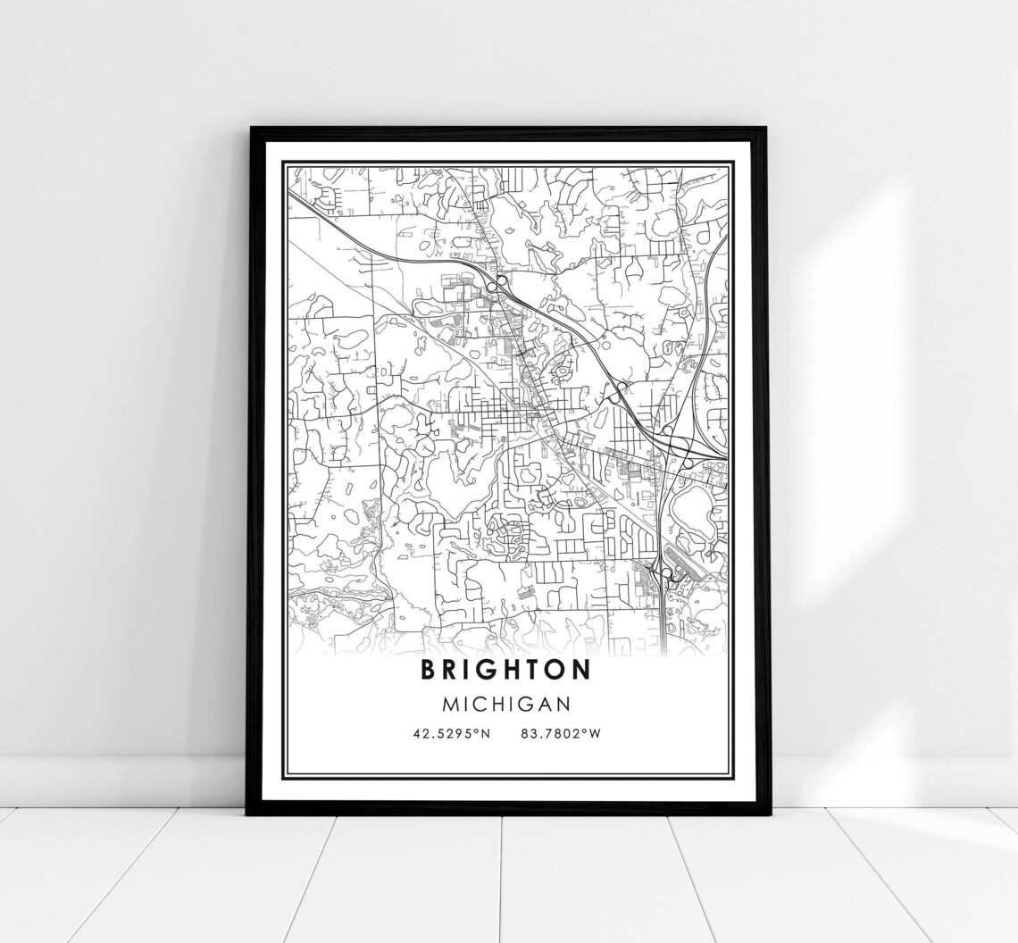 Michigan City Map Art Print, Travel Poster