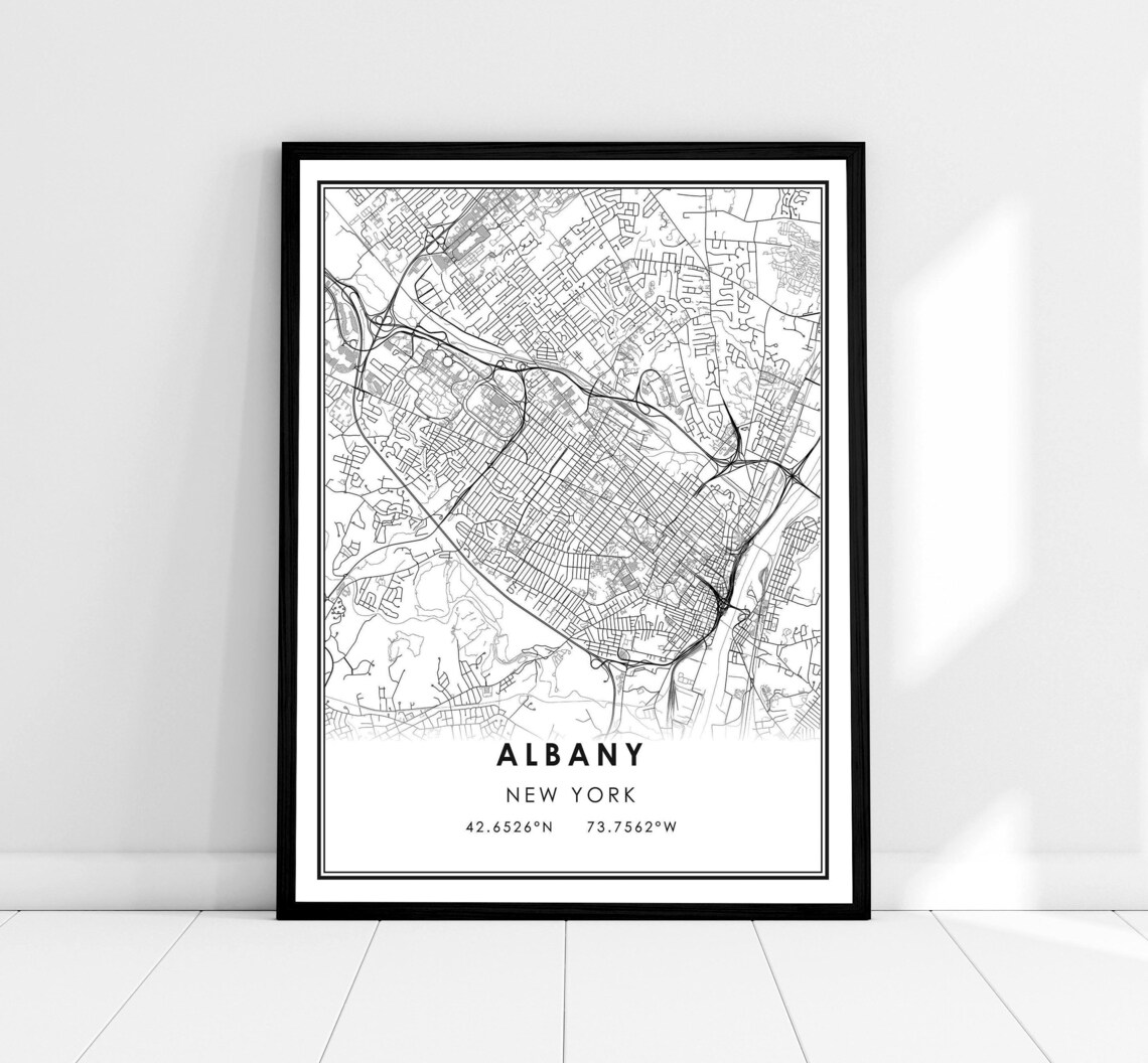 Albany Map Print, New York City Travel Poster