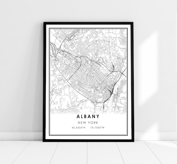 Albany Map Print, New York City Travel Poster