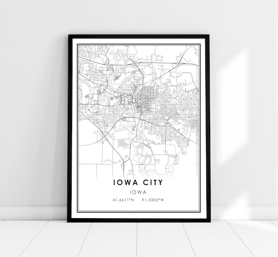 Iowa City Map Print Poster, Travel Poster