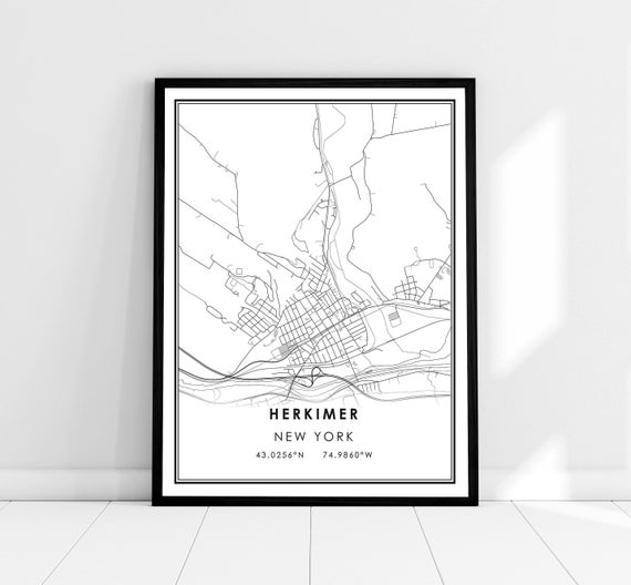 Herkimer Map Print, New York City Travel Poster