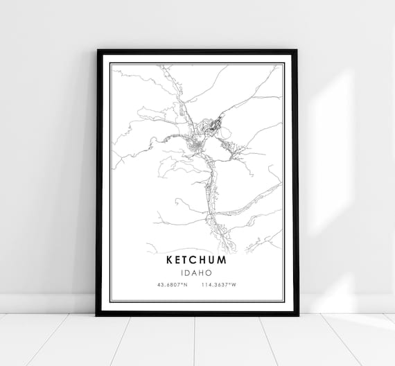 Ketchum Idaho Minimalist City Map Art Poster With Coordinates
