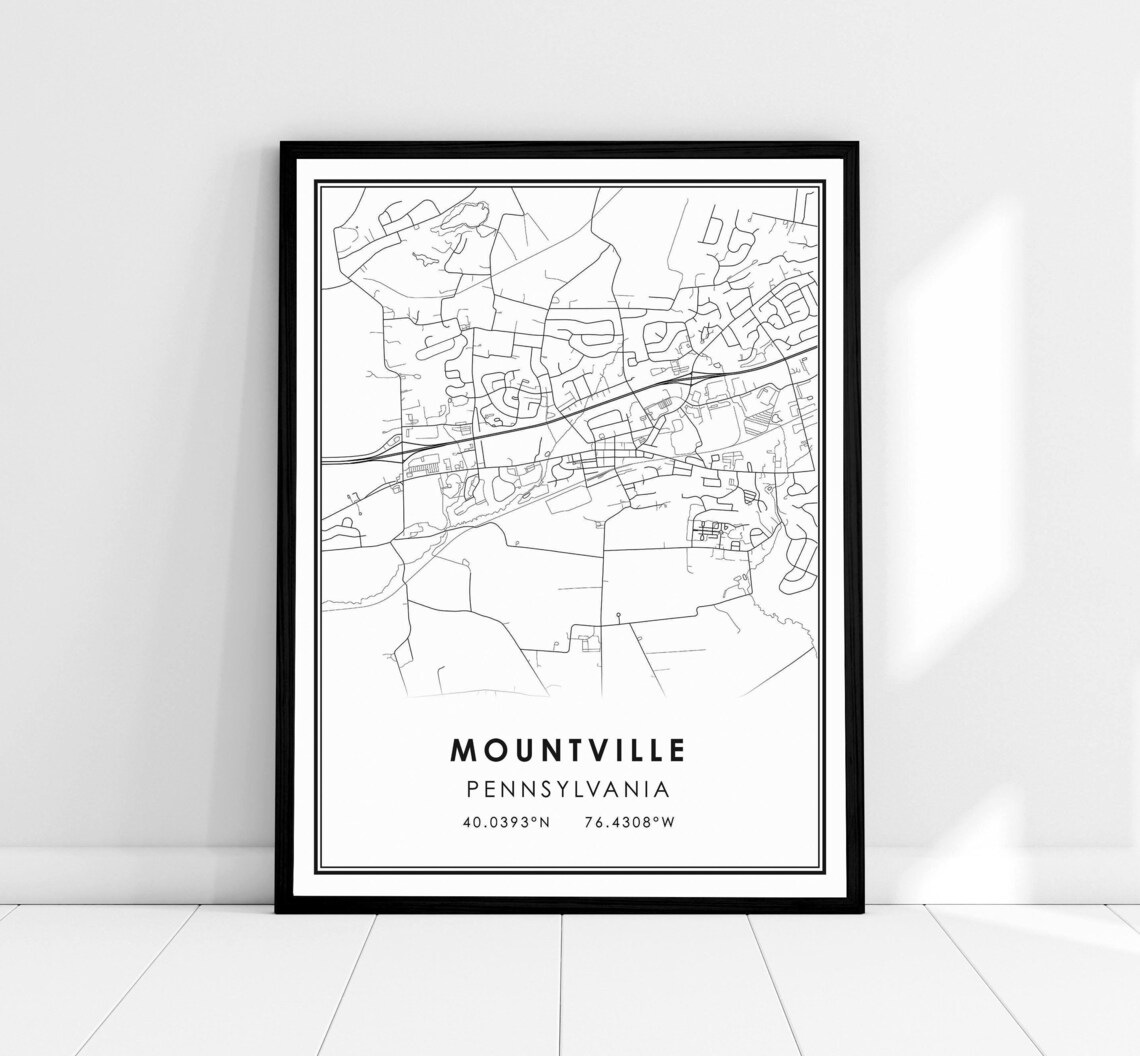 Mountville Pennsylvania Map Poster, Travel Wall Art