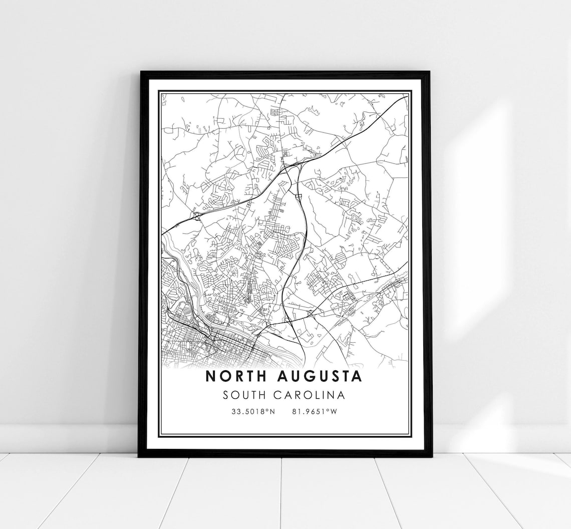 North Augusta Map Print, South Carolina Travel Poster