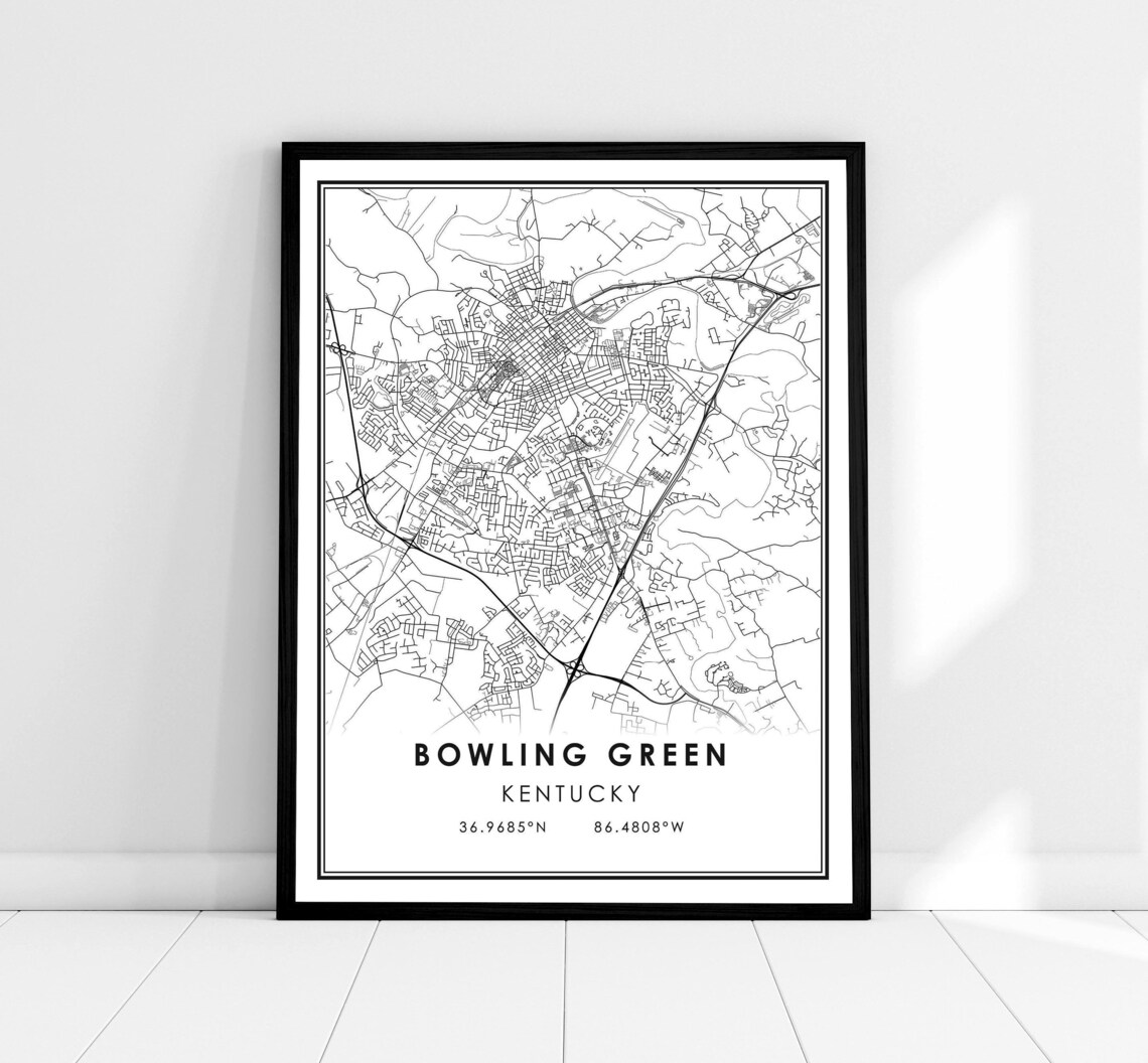 Bowling Green Map Print, Kentucky City Travel Poster