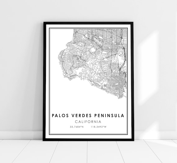 Palos Verdes Peninsula Map Poster, Travel Print