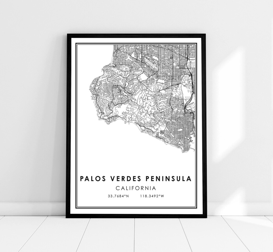 Palos Verdes Peninsula Map Poster, Travel Print