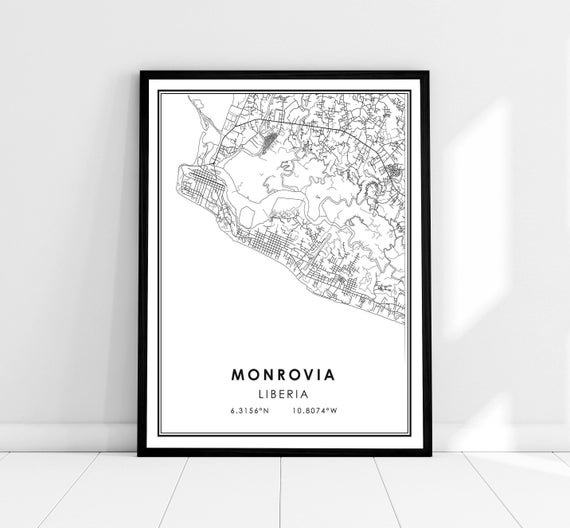 Monrovia Map Art Print, Liberia City