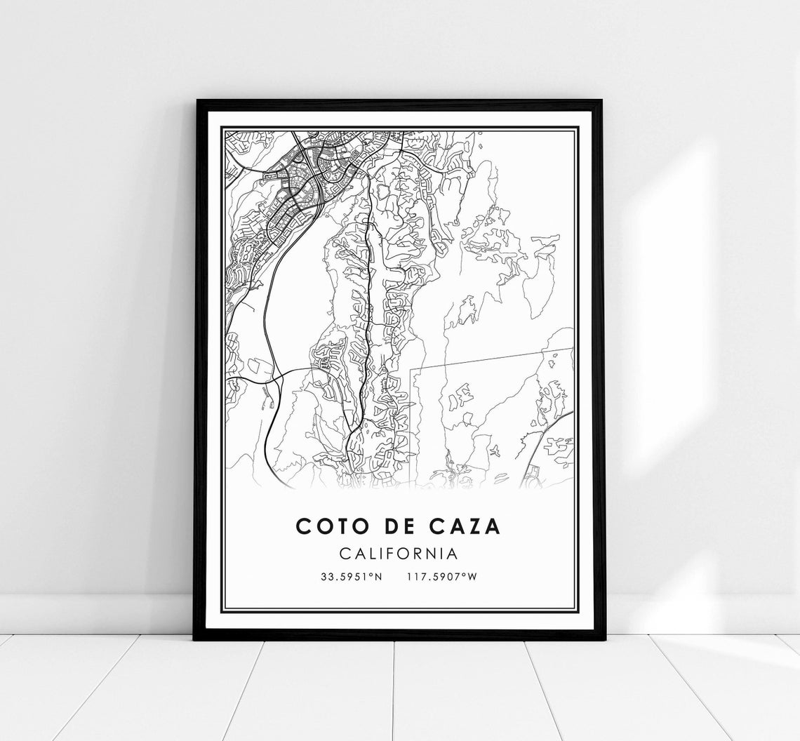 Coto De Caza California Minimalist Street Map Poster With Coordinates