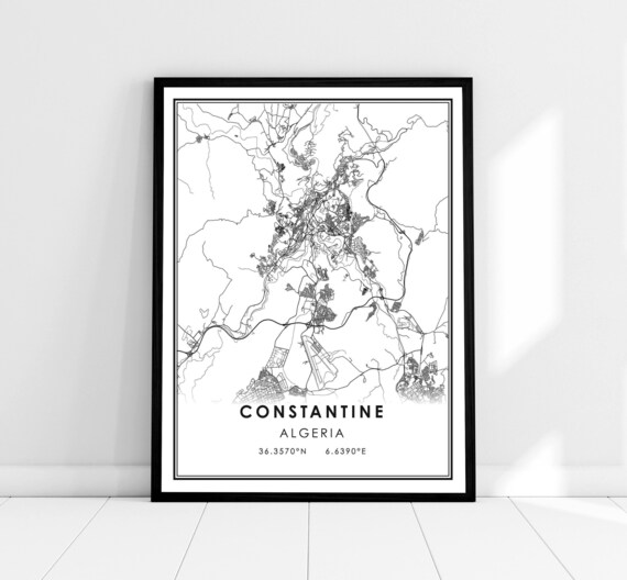 Constantine Algeria Minimalist City Street Map Coordinates Poster