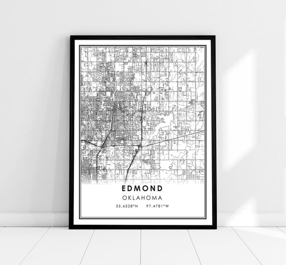 Edmond Map Print, Oklahoma City Travel Poster