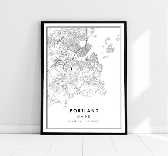 Portland Map Print Poster, Maine City Travel Poster