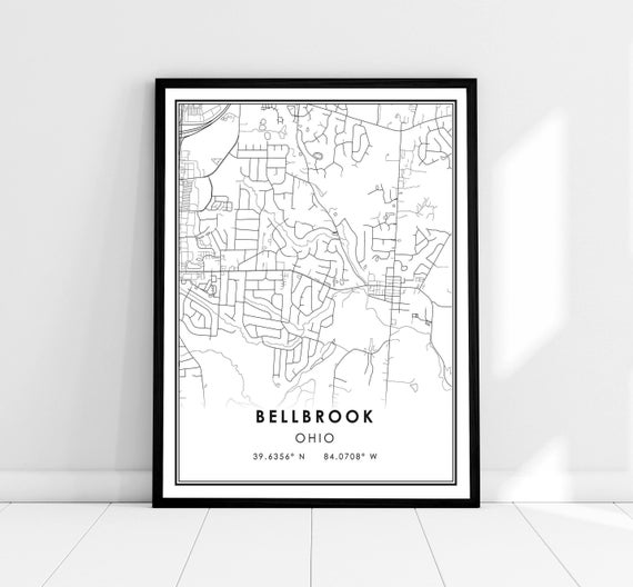 Bellbrook Map Poster, Ohio City Travel Art