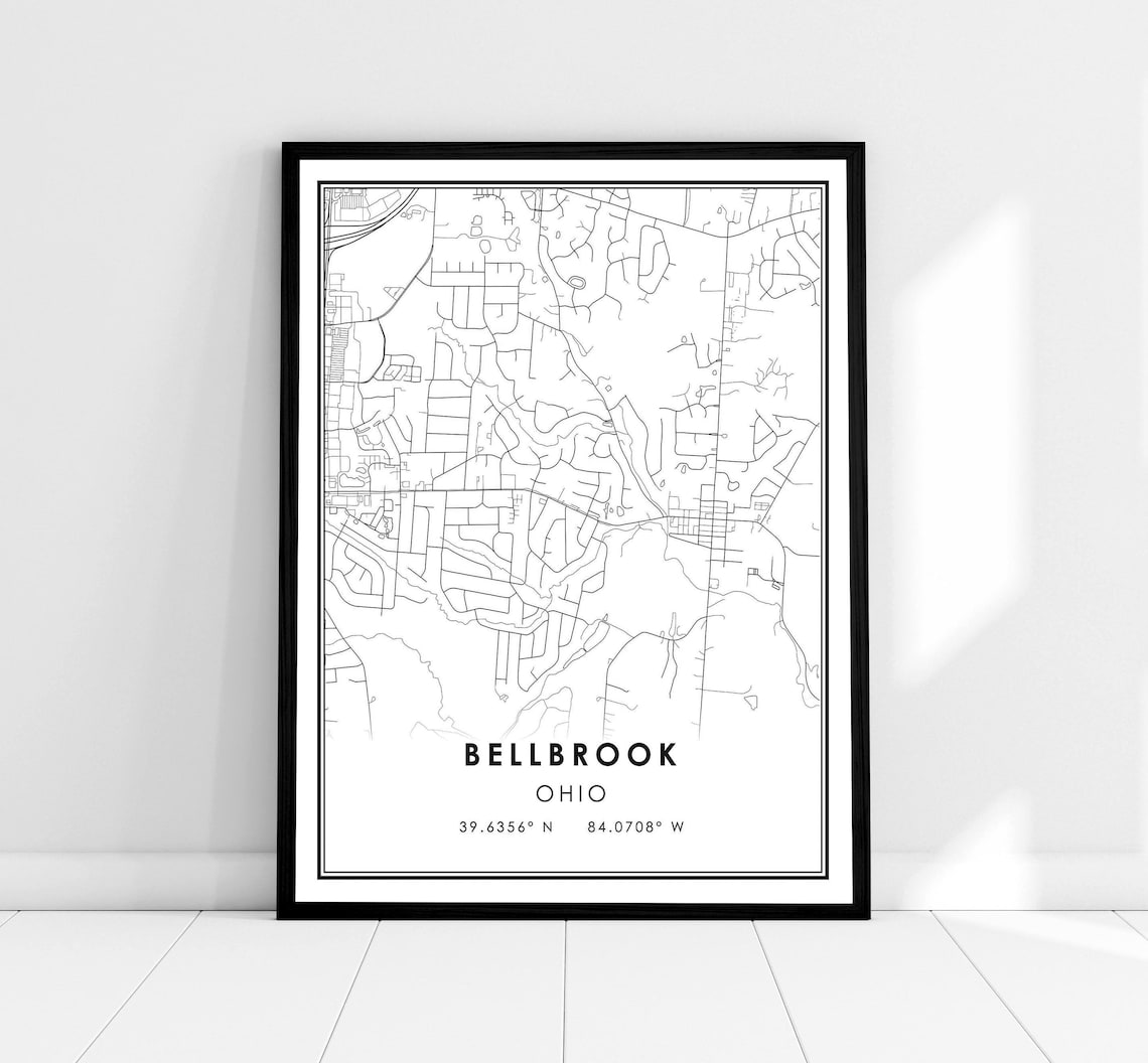 Bellbrook Map Poster, Ohio City Travel Art