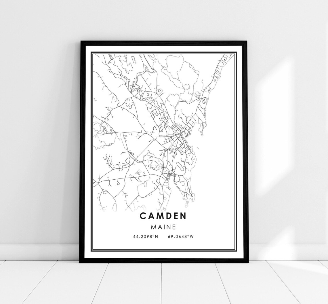 Camden Map Print Poster, Maine City Travel