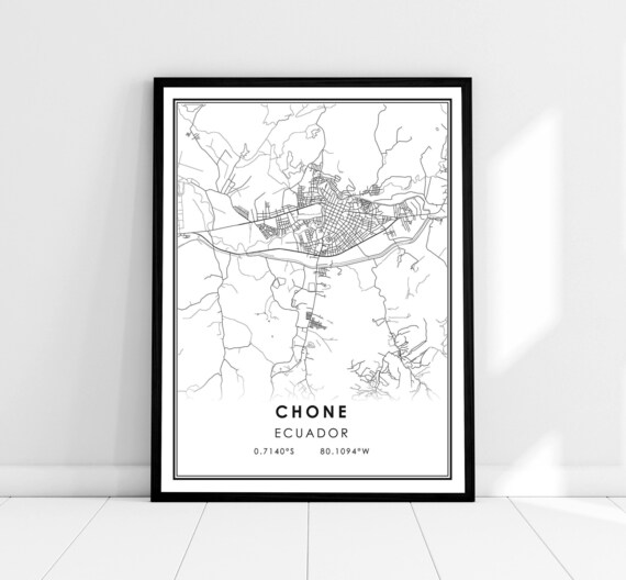 Chone Ecuador City Map Poster with Coordinates Minimalist Decor