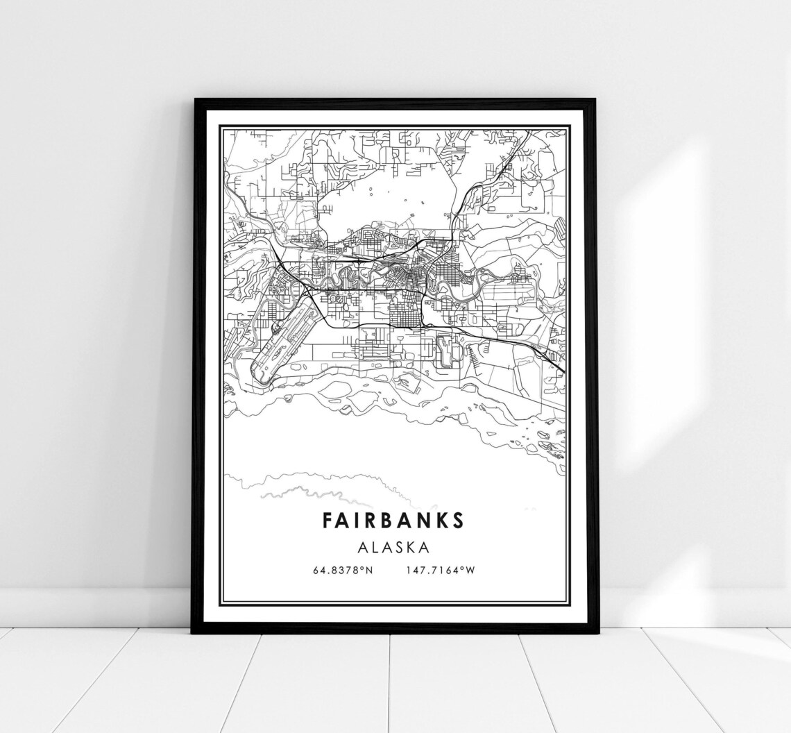 Fairbanks Map Print Poster, Alaska City Travel
