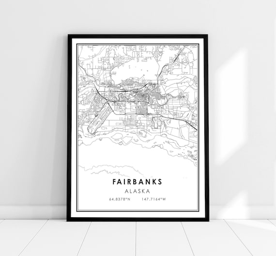 Fairbanks Map Print Poster, Alaska City Travel