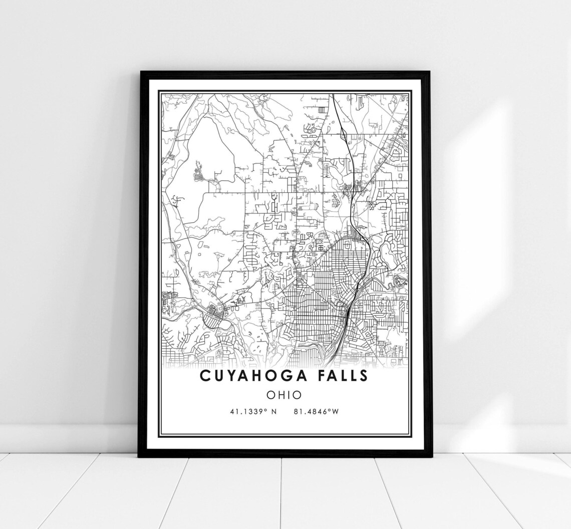 Cuyahoga Falls Map Poster, Ohio City Travel Poster