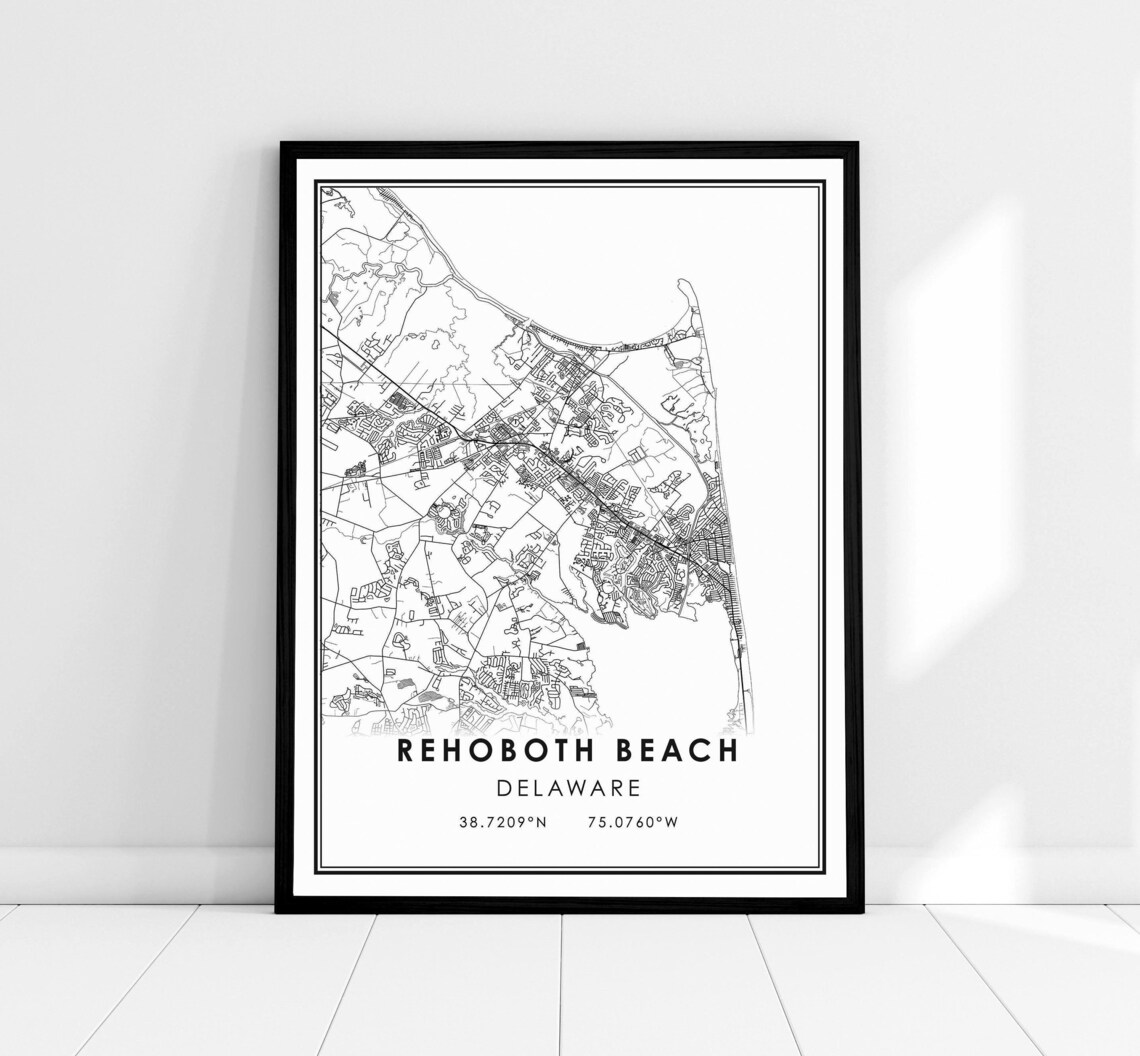 Rehoboth Beach Delaware Map Travel Poster