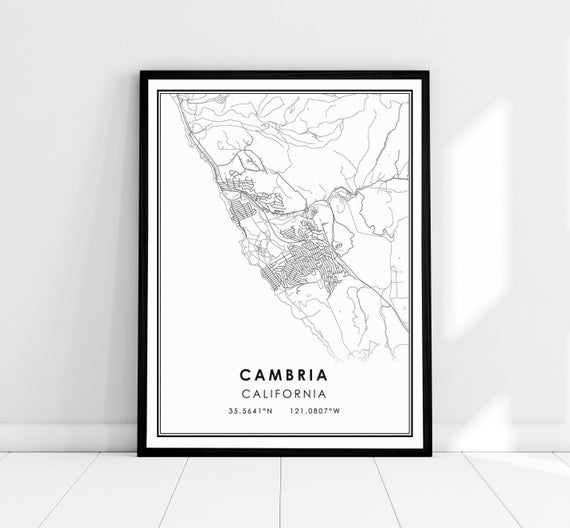 Cambria Map Art Print, Travel Poster