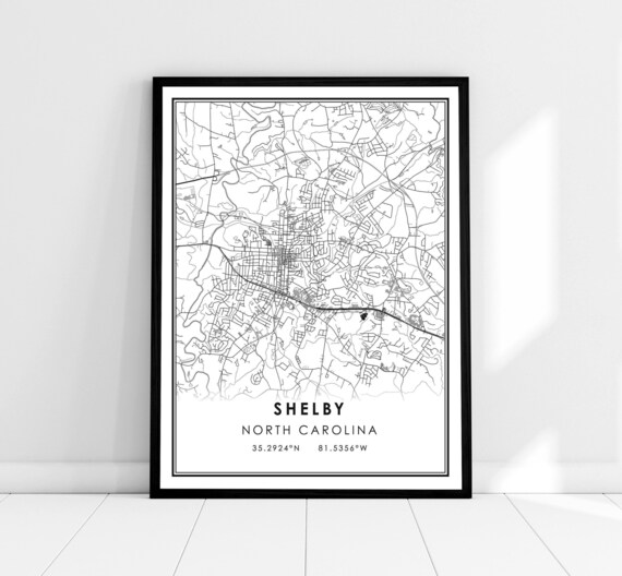 Shelby North Carolina Minimalist City Street Map Coordinates Art Print